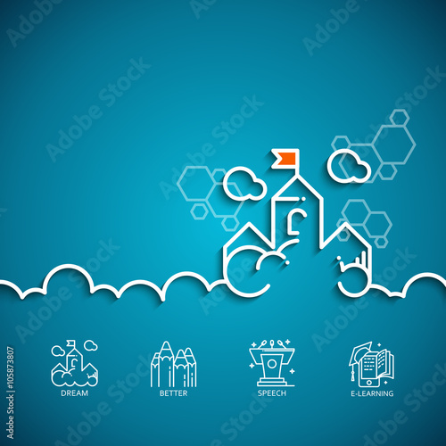 banner with a picture of white symbol dream