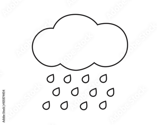 Line icon cloud with rain drops. Vector illustration.