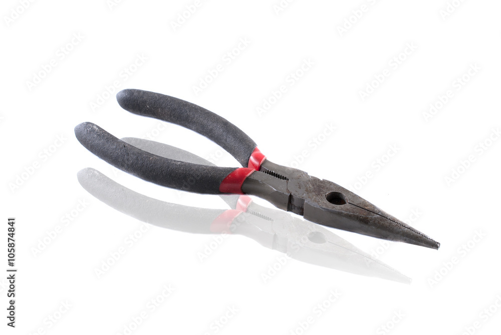pliers with mirror reflection. pliers with mirror reflection.