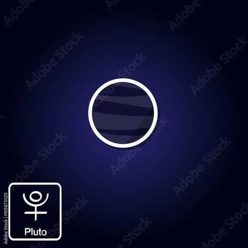 Stock vector icons with Pluto and astrology symbol of planet for your design