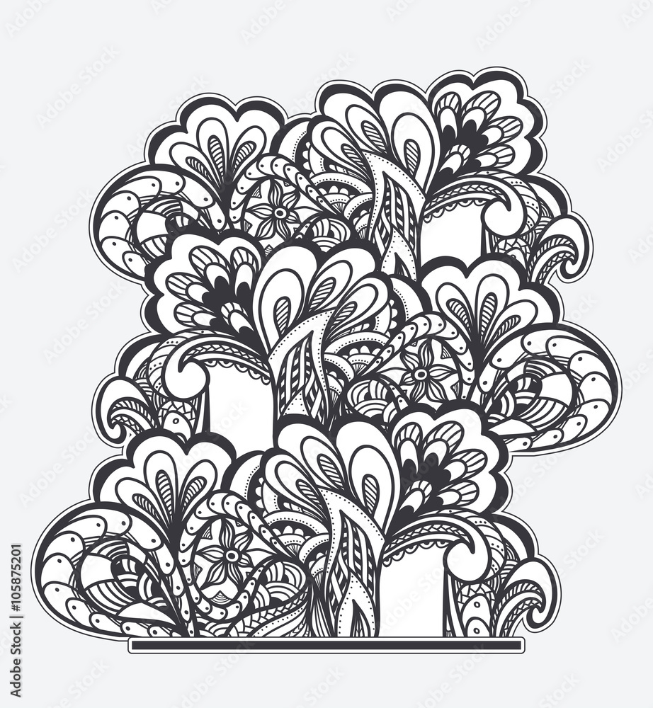 Fototapeta premium Zen-doodle or Zen-tangle texture or pattern black on white