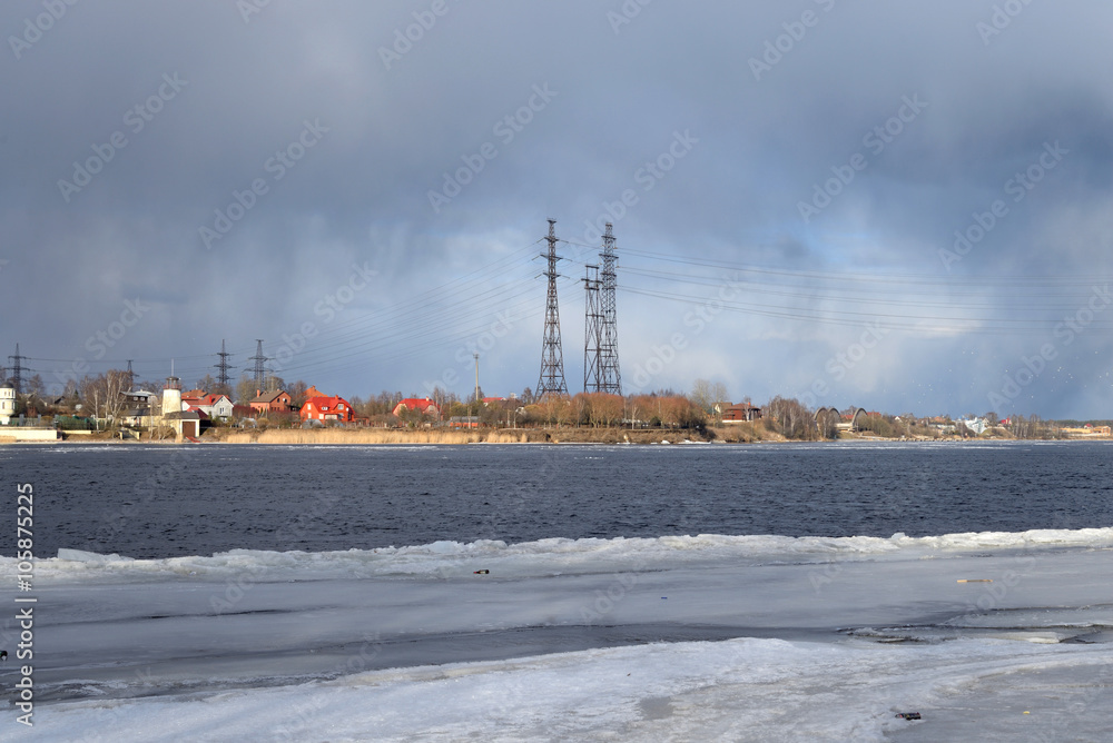 Coast of the river Neva on the outskirts of St.Petersburg.