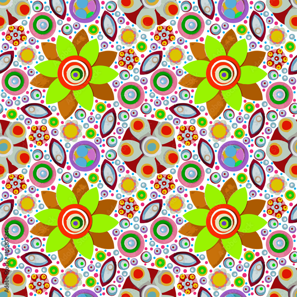 Fototapeta premium Summer flowers background, made of acrylic, watercolor, handmade, from original canvas art. Grunge paint texture with brush stroke effect. 3d shadows.