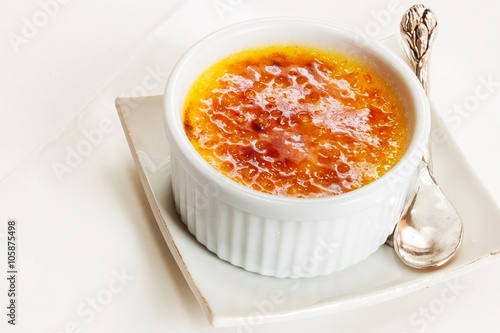 Creme brulee Dessert with caramalized top photo