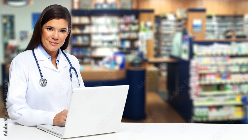 Doctor woman with laptop. Doctor woman with laptop.