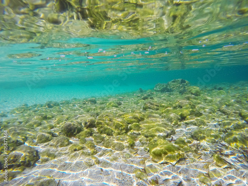 turquoise sea seen from underwater
