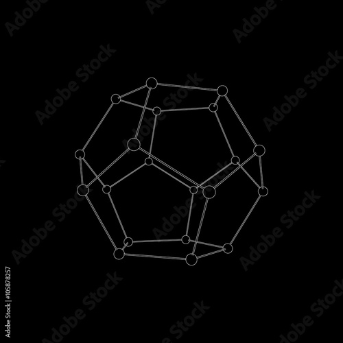 Molecular structure in the form of a dodecahedron. Vector illust