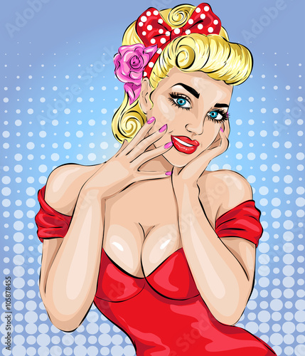 Sexy pop art woman portrait. Pin-up