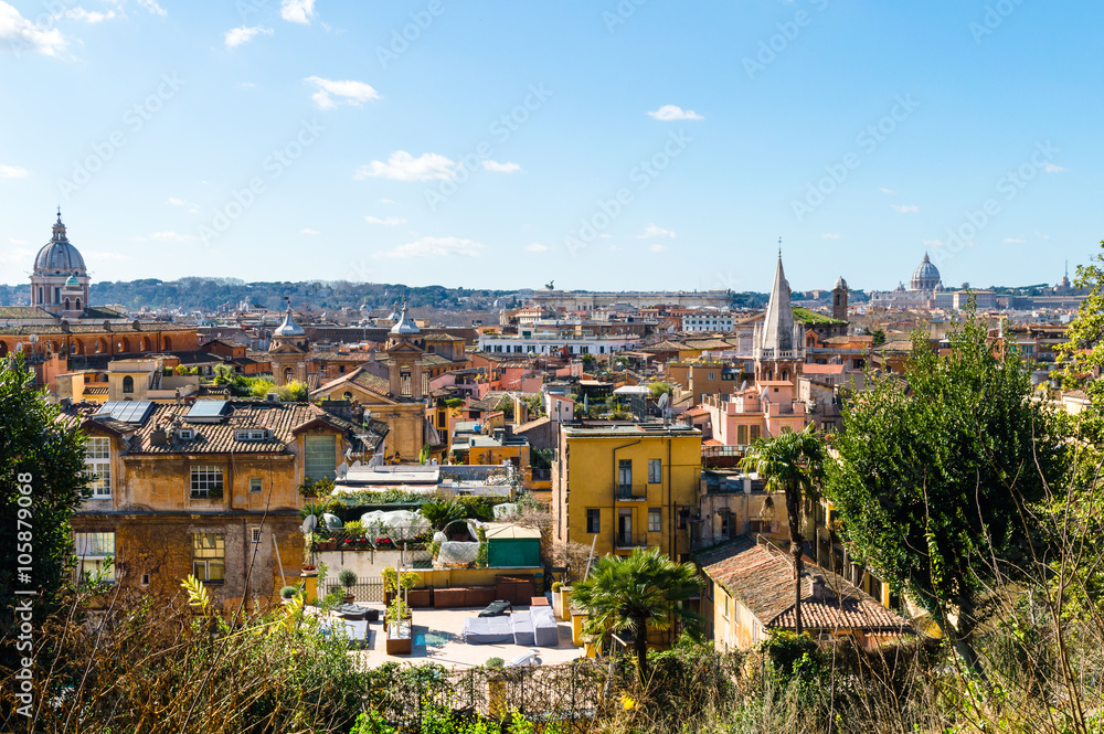 Panorama di Roma in primavera