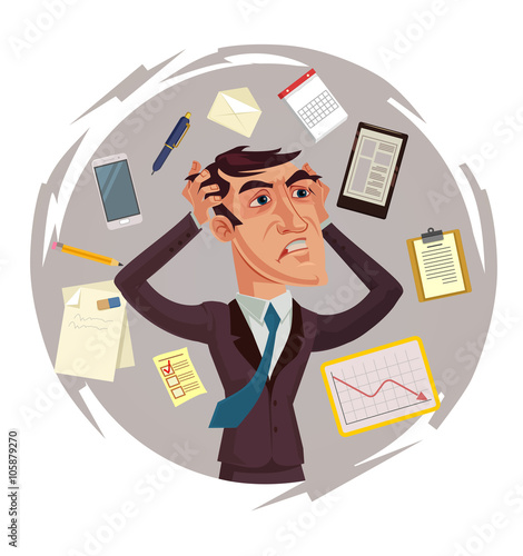 Many works. Vector flat illustration
