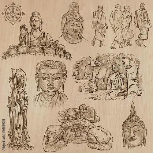 Buddhism - Freehand sketching, vector pack