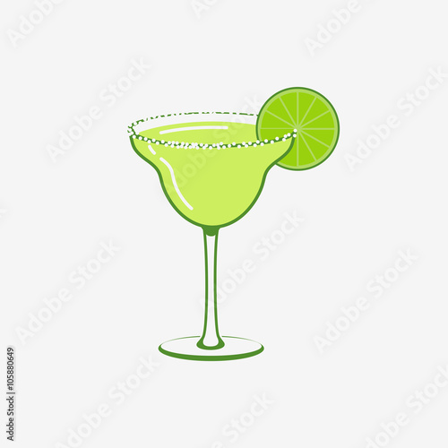 Summer Margarita Cocktail Vector logo Concept