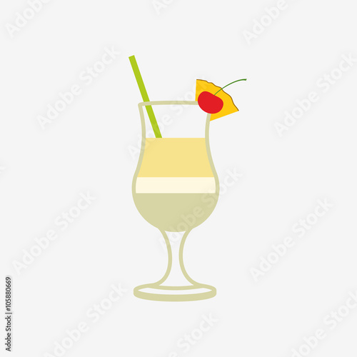 pina colada cocktail vector icon