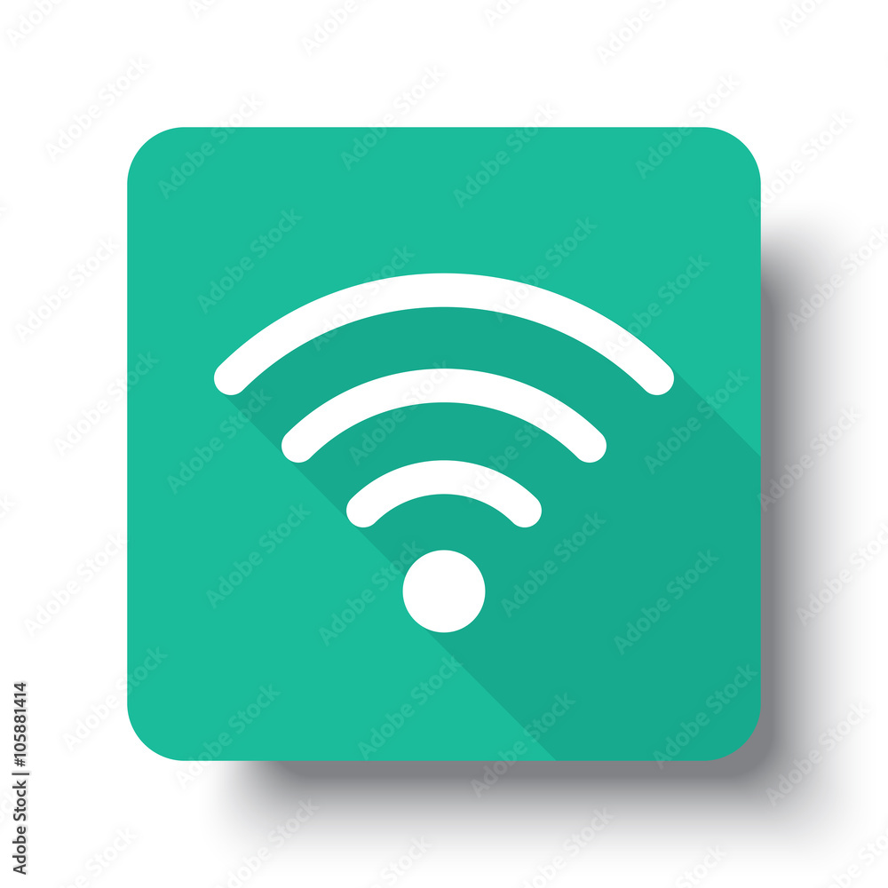 Flat white Wireless web icon on green button with drop shadow Flat white Wireless web icon on green button with drop shadow