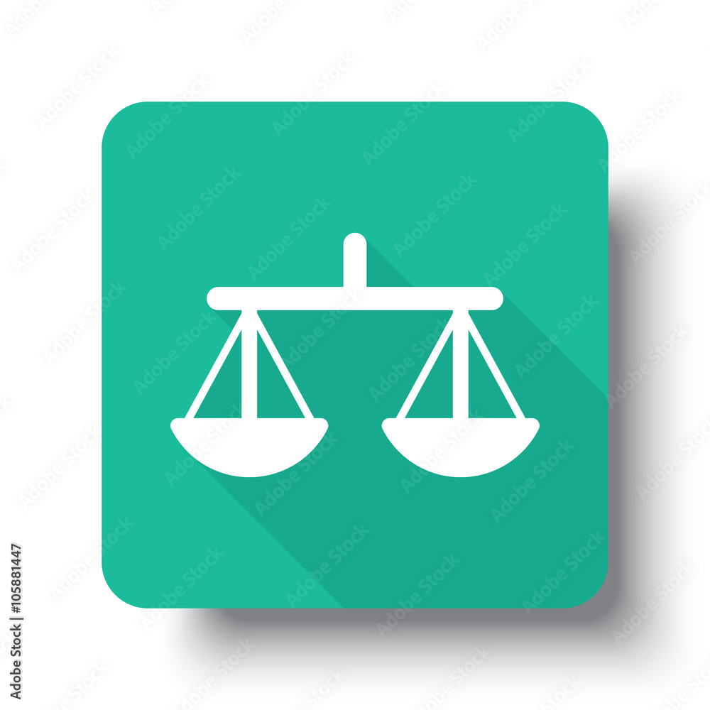 Flat white Balance web icon on green button with drop shadow Flat white Balance web icon on green button with drop shadow