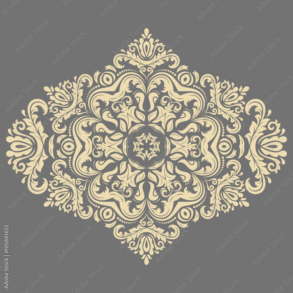Oriental vector golden pattern with arabesques and floral elements. Traditional classic ornament Oriental vector golden pattern with arabesques and floral elements. Traditional classic ornament