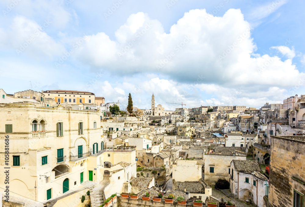 Old buildings and houses of Matera town, Italy 