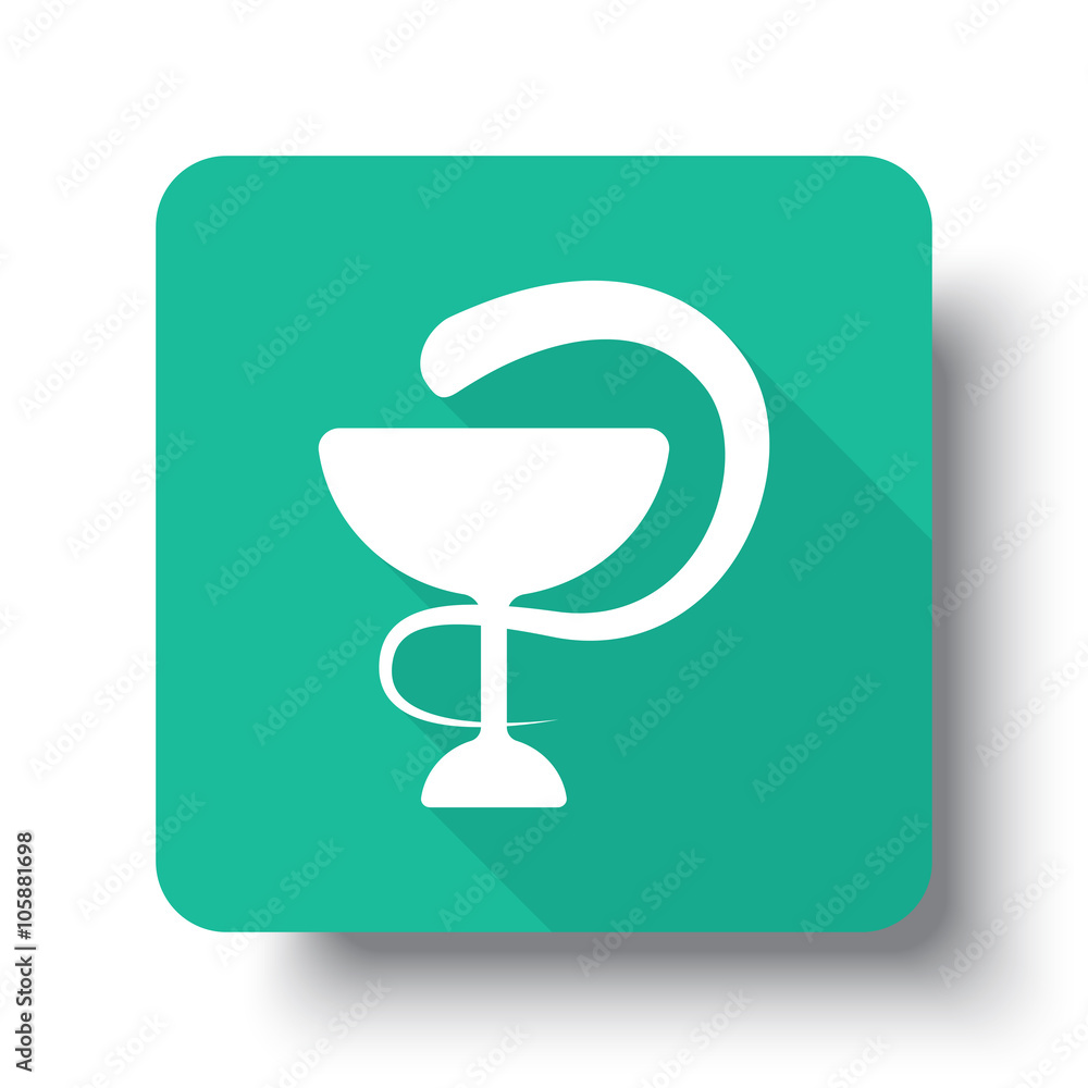 Flat white Medical web icon on green button with drop shadow Flat white Medical web icon on green button with drop shadow