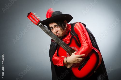 Canvas Print Man playing guitar in romantic concept