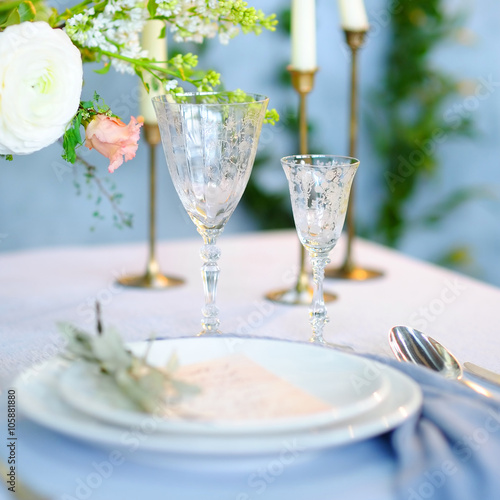 Table set for wedding reception