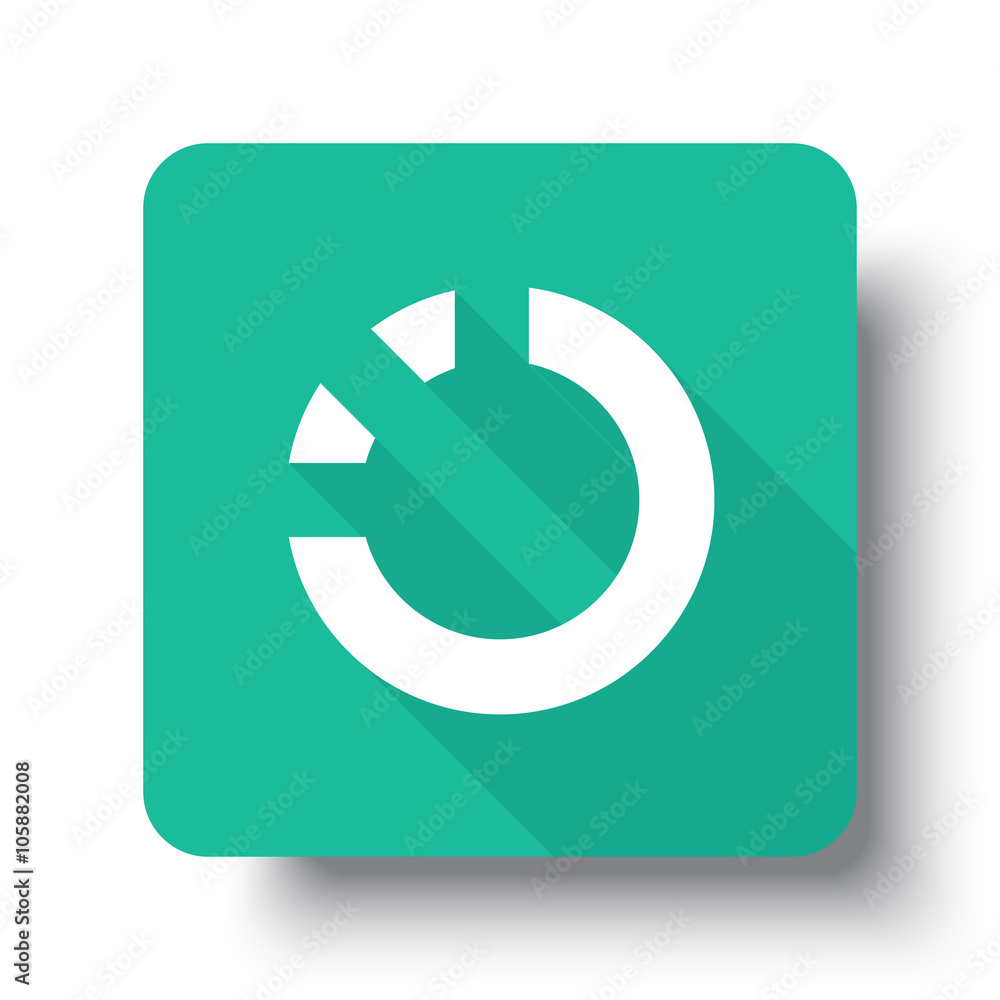 Flat white Loading web icon on green button with drop shadow Flat white Loading web icon on green button with drop shadow