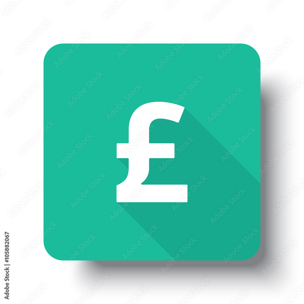 Flat white Pound web icon on green button with drop shadow Flat white Pound web icon on green button with drop shadow