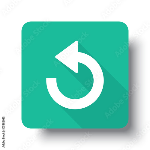 Flat white Undo web icon on green button with drop shadow