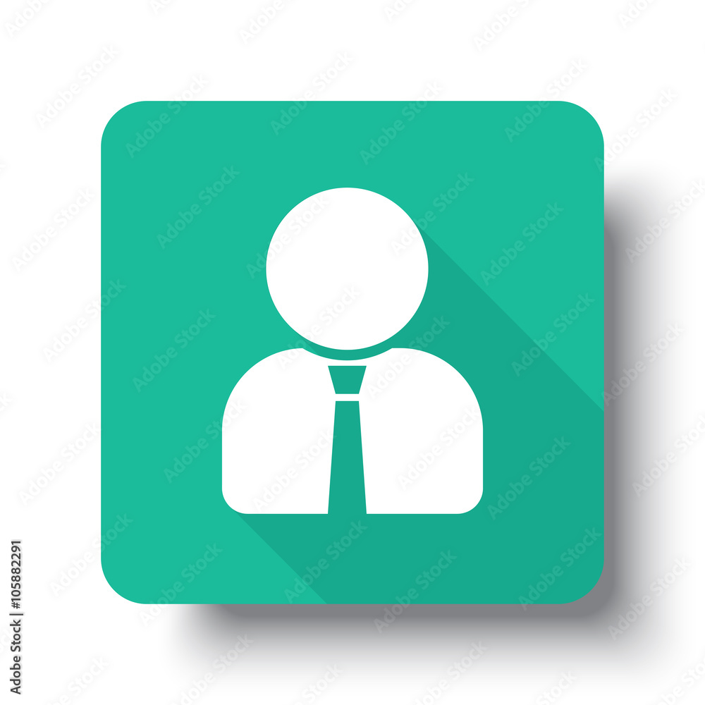 Flat white User Profile web icon on green button with drop shado Flat white User Profile web icon on green button with drop shado