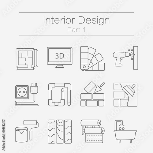 Interor desig icons isolated