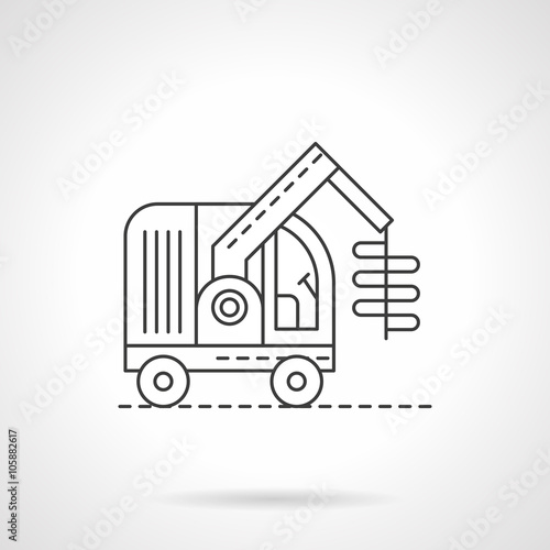 Unloading grains flat thin line vector icon