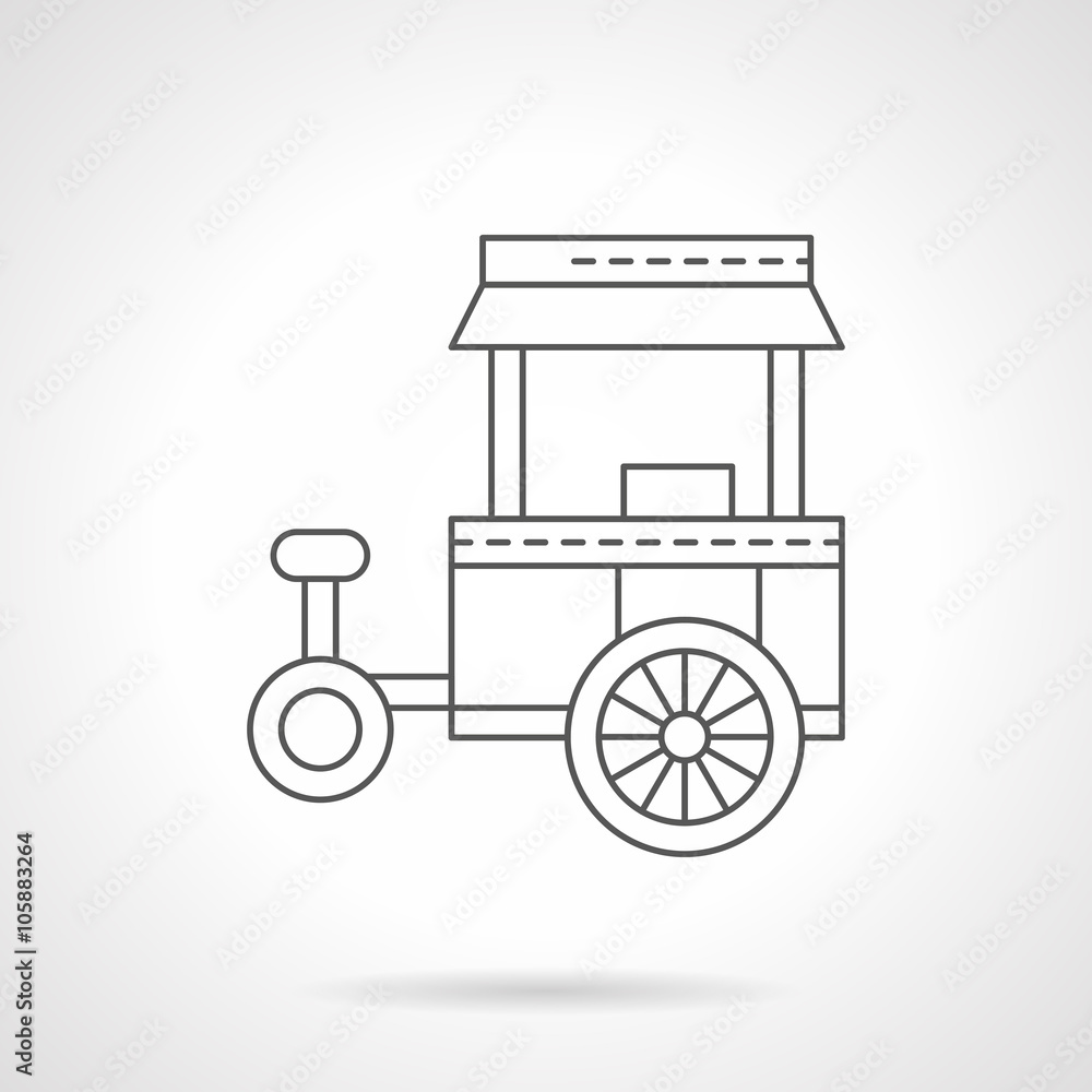 Store on wheels flat thin line vector icon