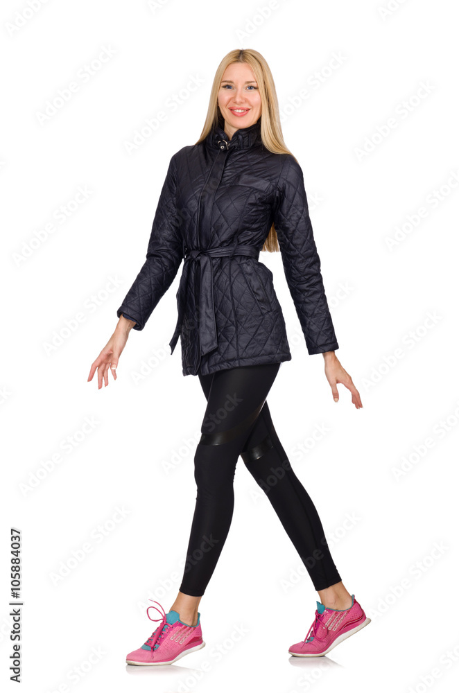 Pretty caucasian girl wearing sporty style isolated on white Pretty caucasian girl wearing sporty style isolated on white