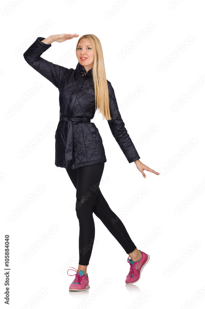 Pretty caucasian girl wearing sporty style isolated on white Pretty caucasian girl wearing sporty style isolated on white
