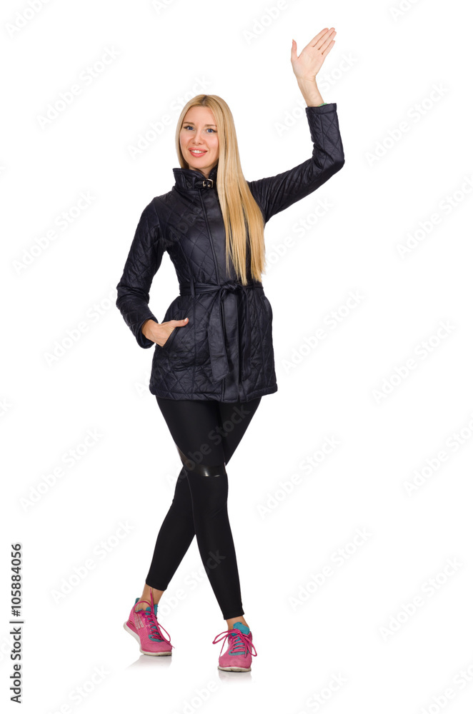 Pretty caucasian girl wearing sporty style isolated on white Pretty caucasian girl wearing sporty style isolated on white