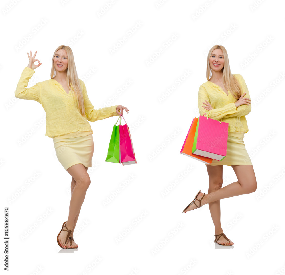 Collage of woman with shopping bags Collage of woman with shopping bags