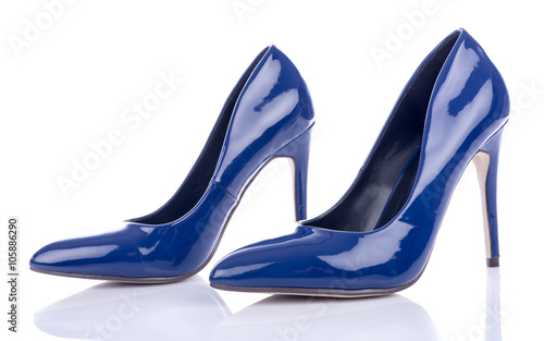 Blue high heels shoes