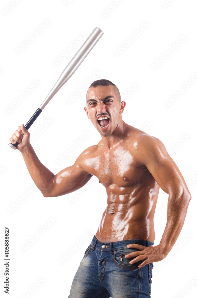 Ripped man with baseball bat Ripped man with baseball bat