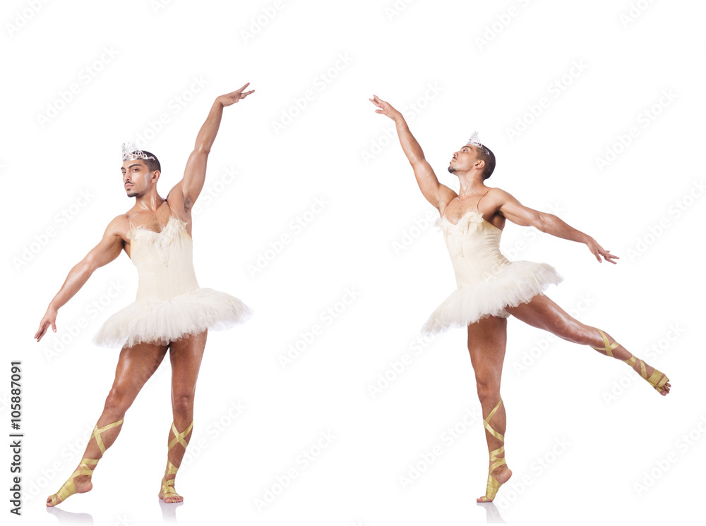 Obraz premium Man in ballet tutu isolated on white