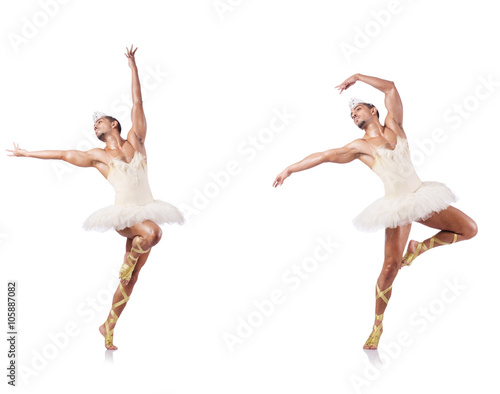 Fototapeta Naklejka Na Ścianę i Meble -  Man in ballet tutu isolated on white