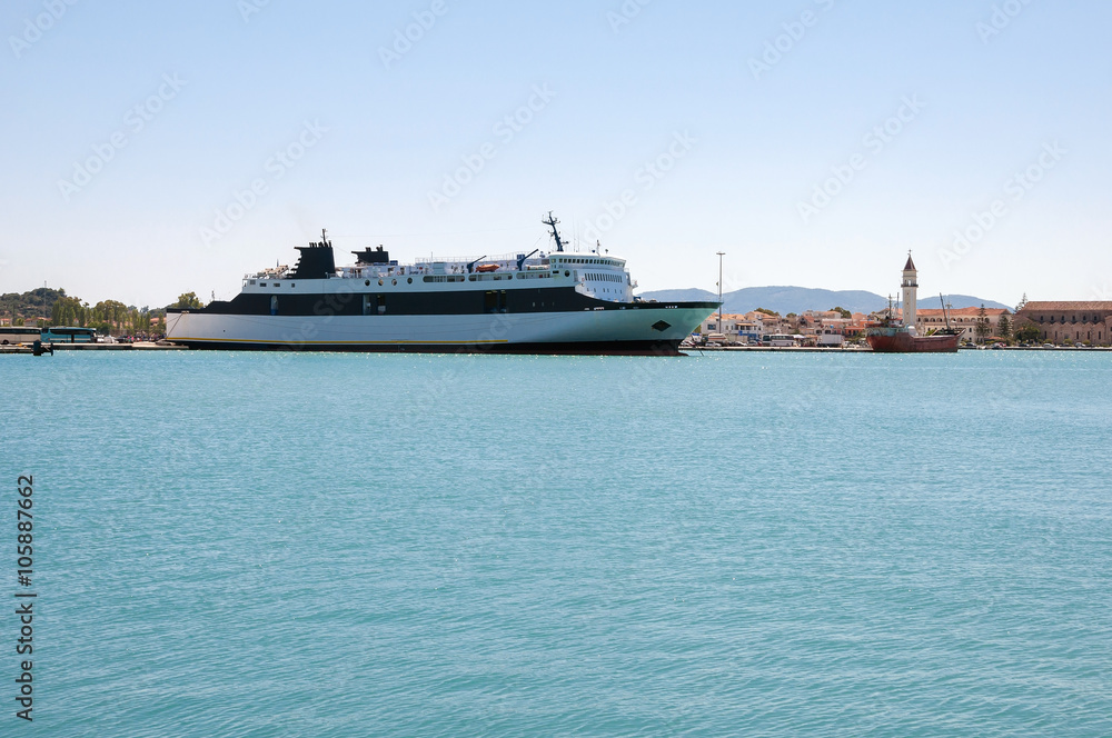 Ferry ship in the port of Zakynthos