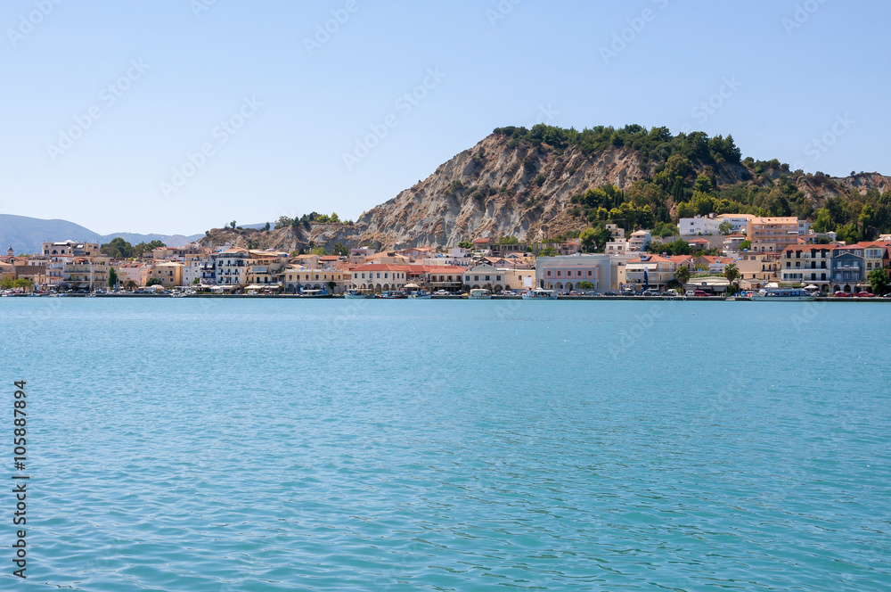 View of town and port in Zakynthos city