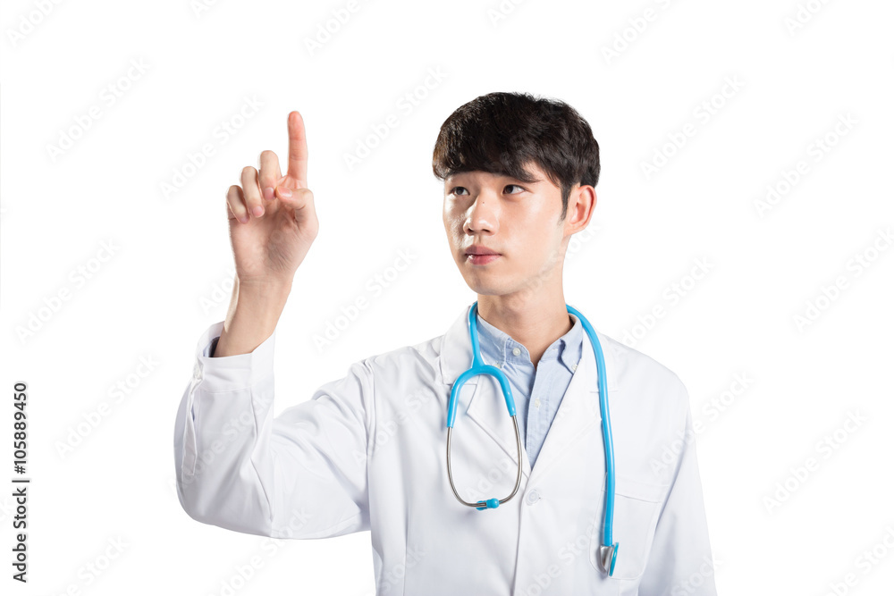 isolated young man doctor in white on white background isolated young man doctor in white on white background