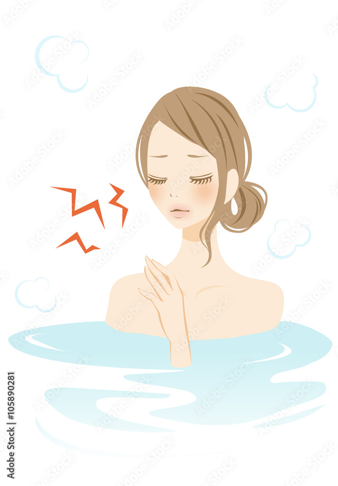 肩こりに悩む女性 入浴
