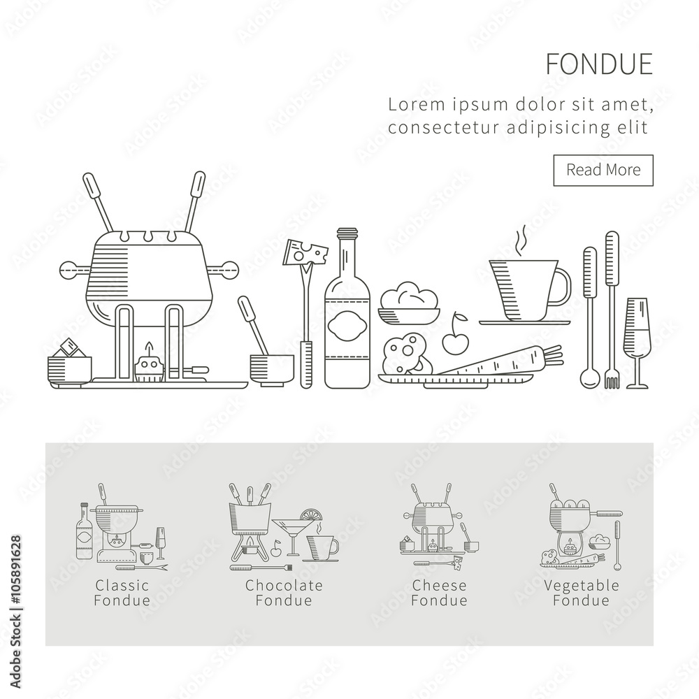 Vector set of fondue