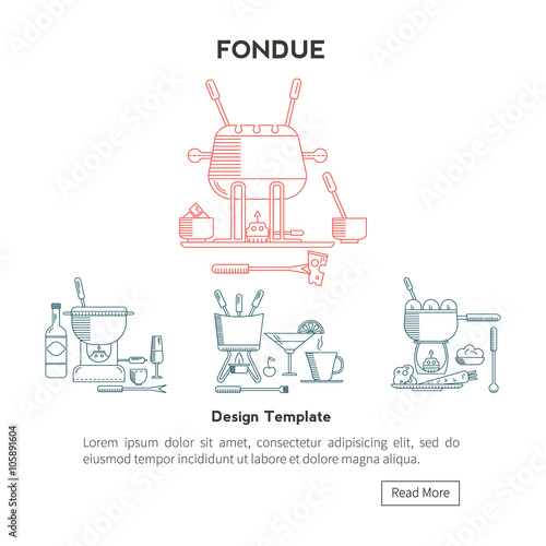 Fondue Set vector icons