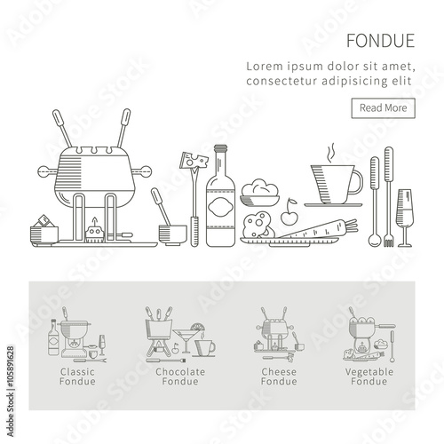 Vector set of fondue