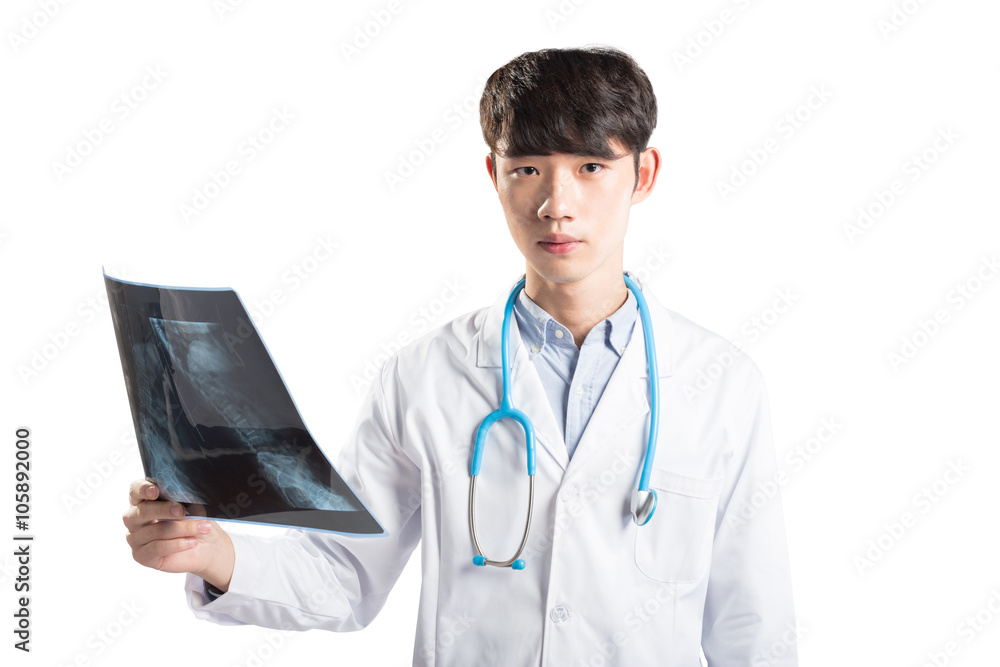 isolated young man doctor in white on white background isolated young man doctor in white on white background