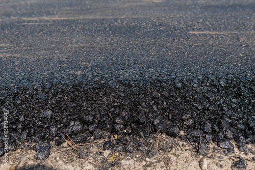 Hot fresh asphalt