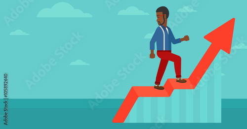 Man standing on uprising chart.