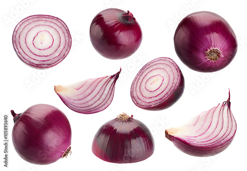 Purple onion collection on white